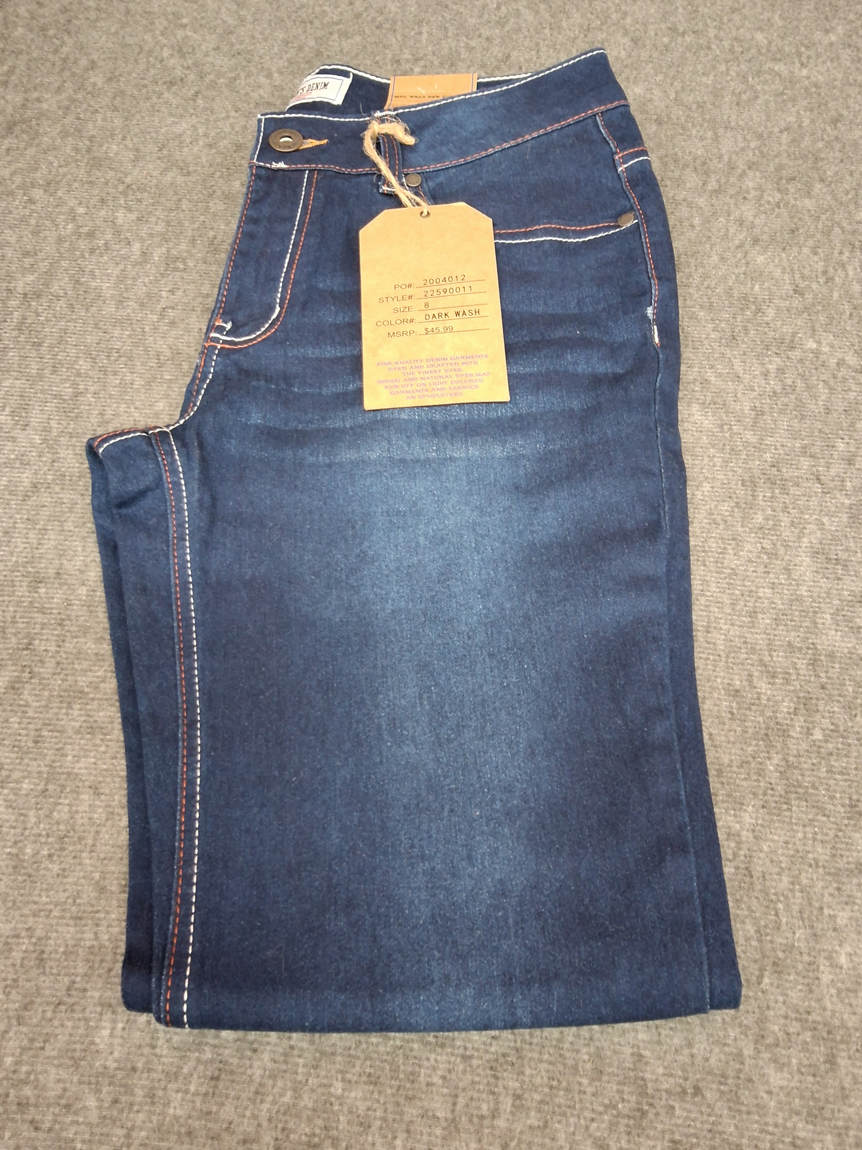 Jean’s Denim Women’s Jeans Size 8 – Dark Wash Stretch with Embroidered Pocket – NWT