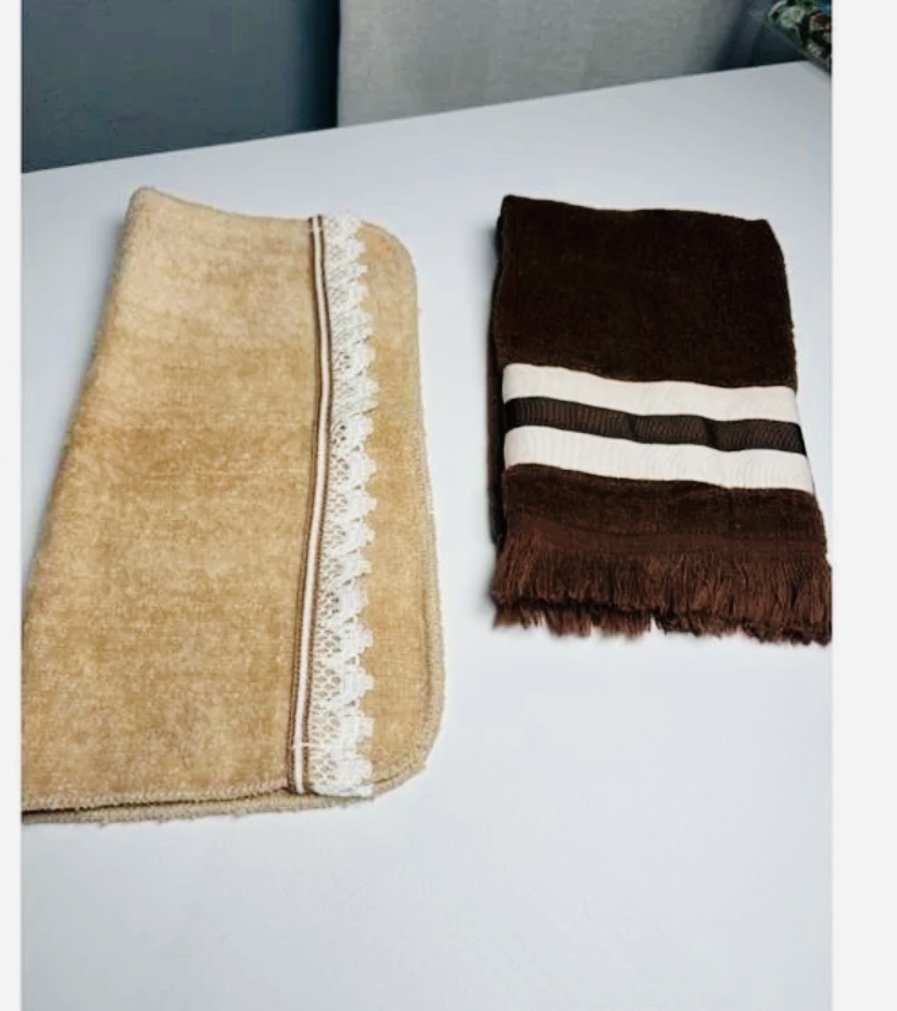 Vintage matrix brown fingertip town & tan cannon washcloth towel 100% cotton squ