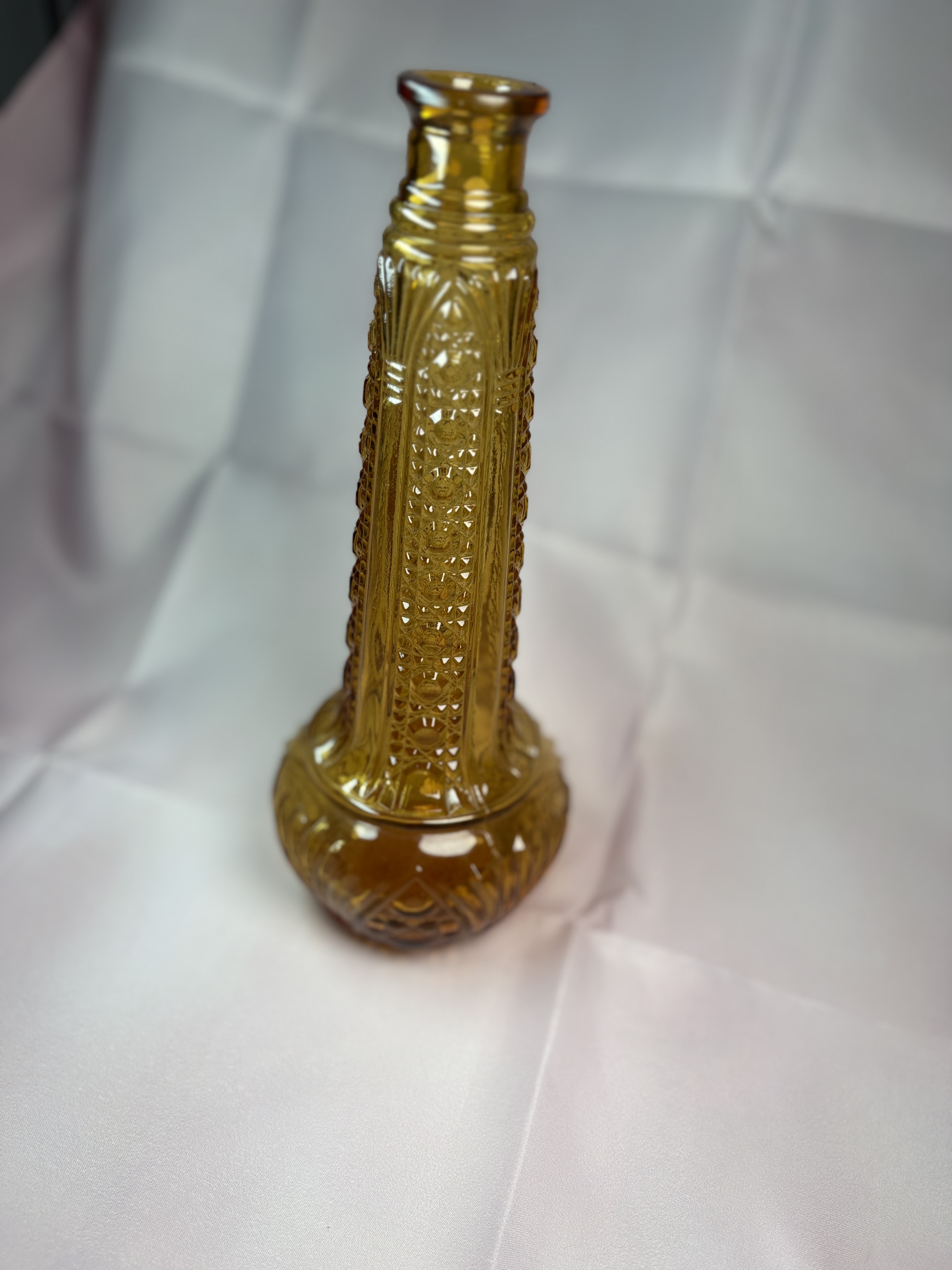 Vintage Amber Rossini Empoli Glass Decanter Genie Bottle, No Stopper