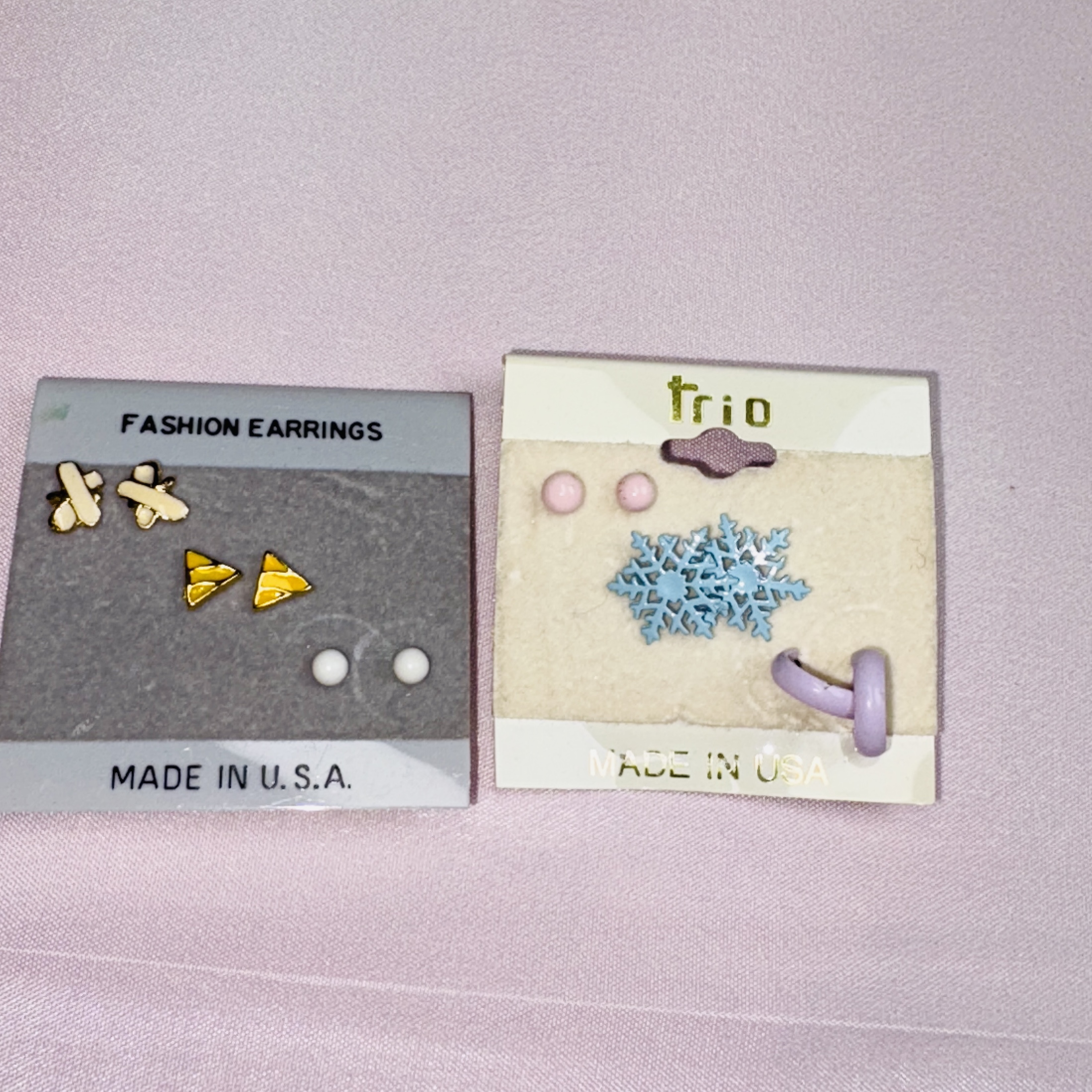 Vintage Pierced Earrings Lot Acrylic, Metal, Or Plastic, 80s 90s Fun Multi-Color