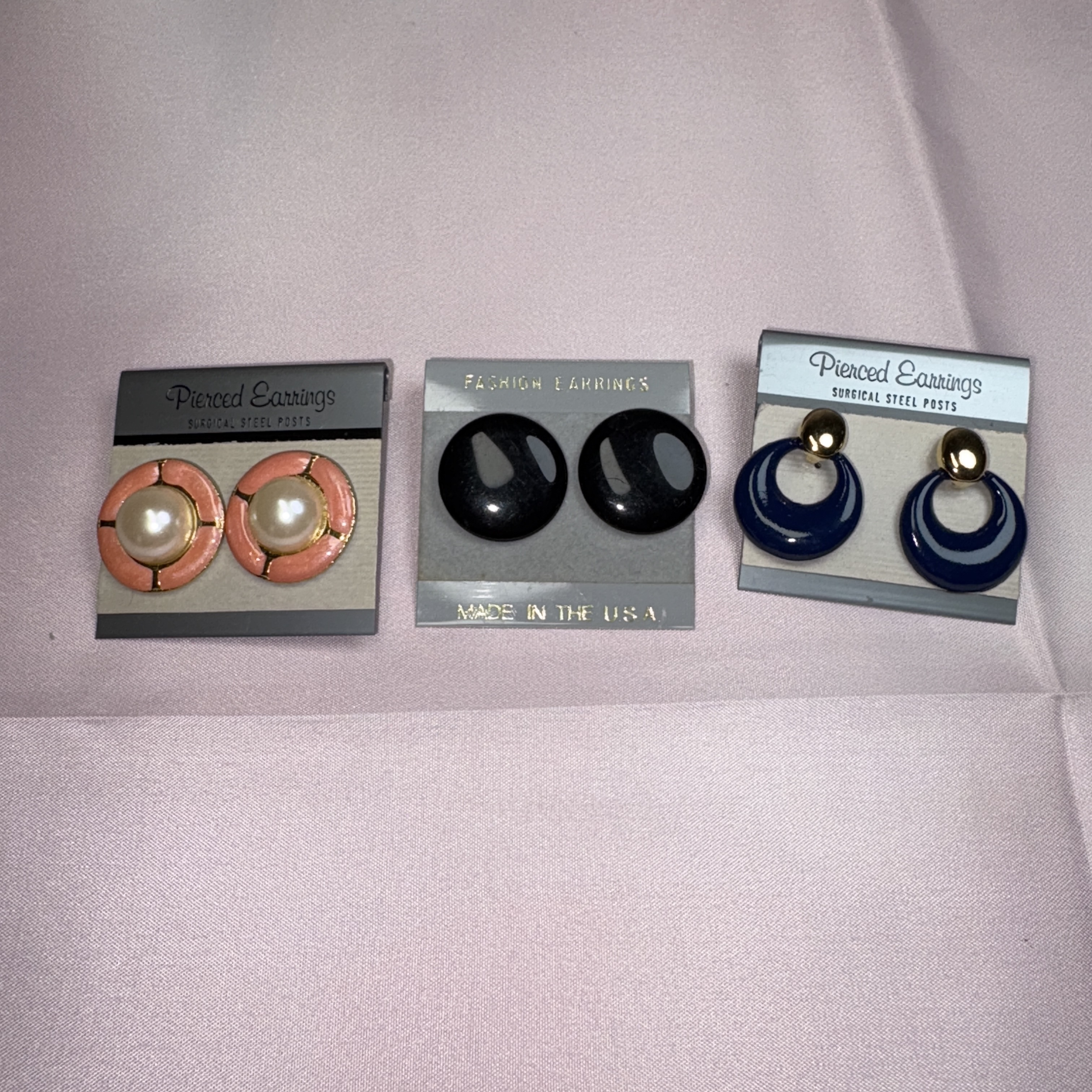 Vintage Pierced Earrings Lot Acrylic, Metal, Or Plastic, 80s 90s Fun Multi-Color
