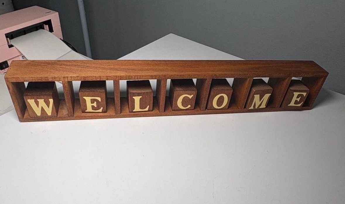 wooden welcome  & country  block sign