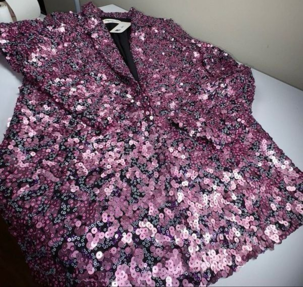 IMPRESSIONS GLAM LIFE SEQUIN BLAZER NWT size Small color Blush