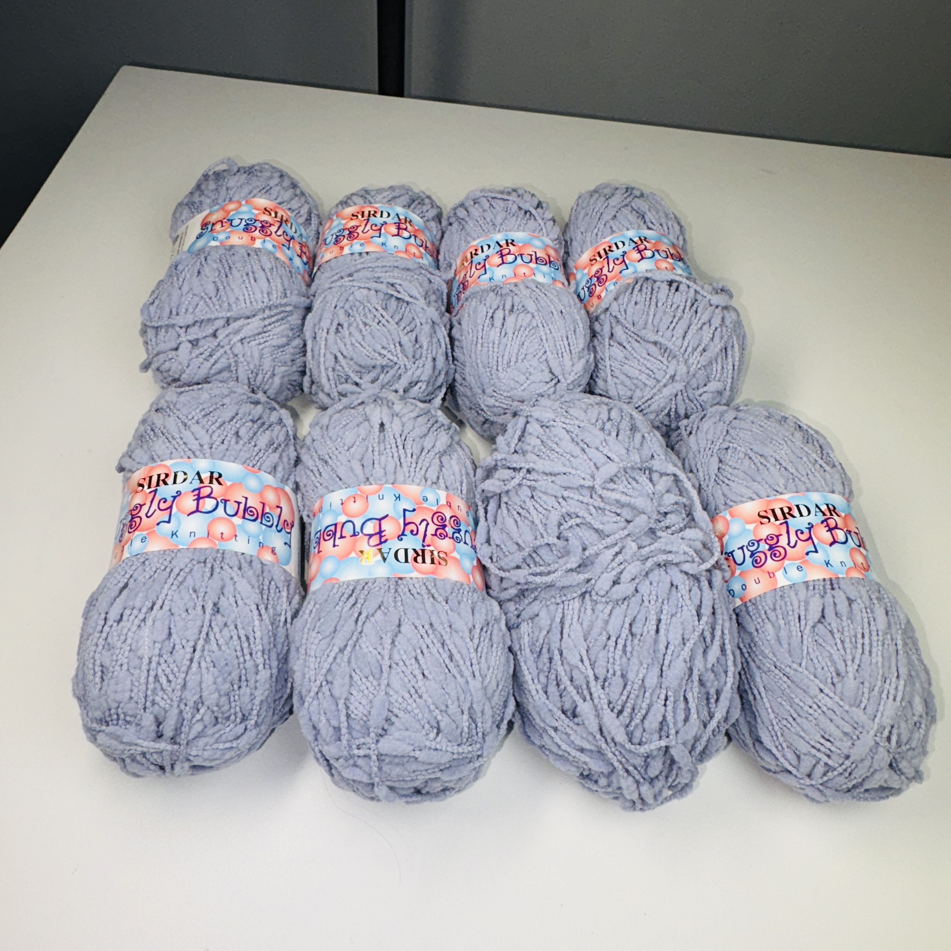 SIRDAR Snuggly Bubbles DK Yarn 50g Light Blue Grey Pom Pom Baby Soft