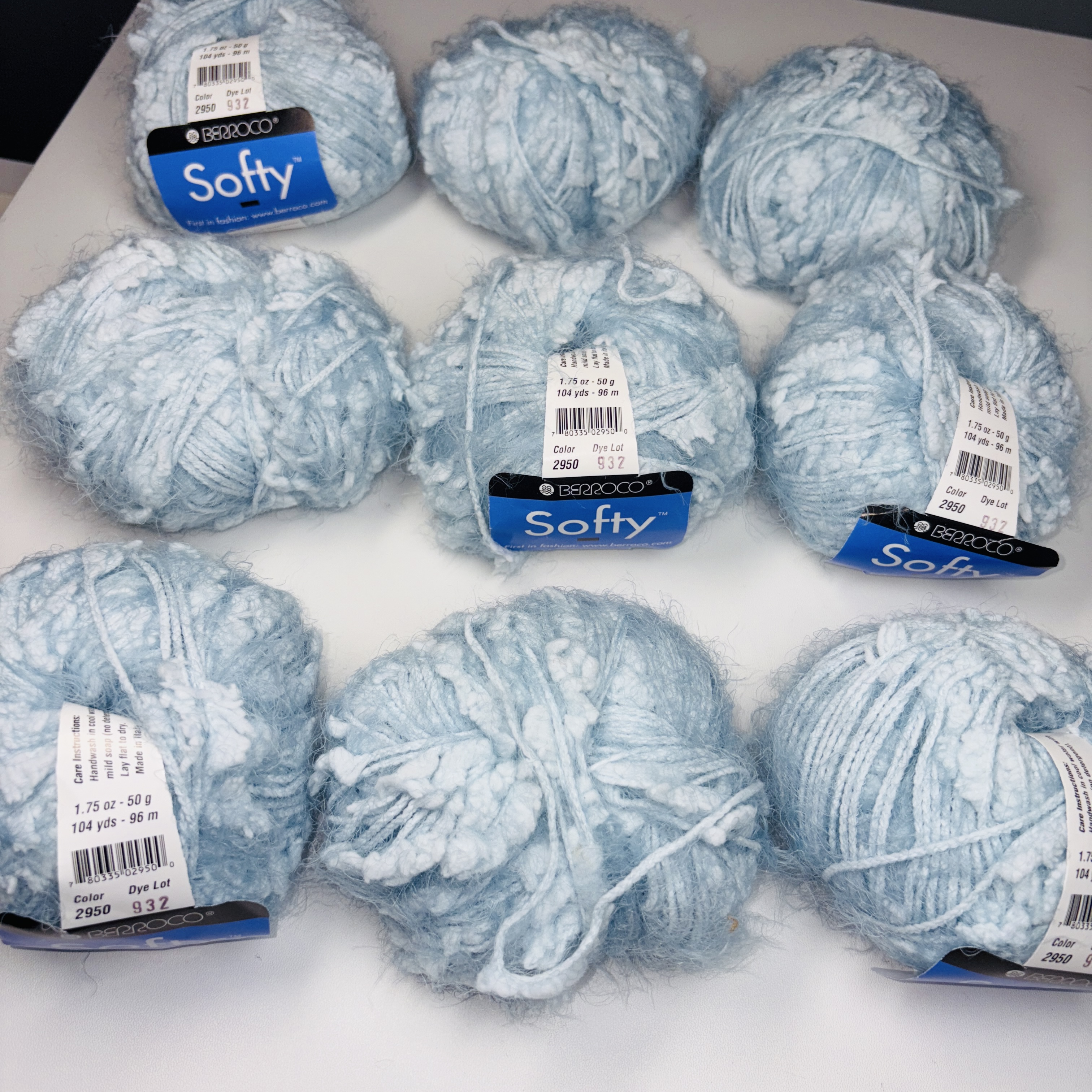 Berroco Softy Worsted Weight Yarn Light Blue White Furry Soft Tactel Knit