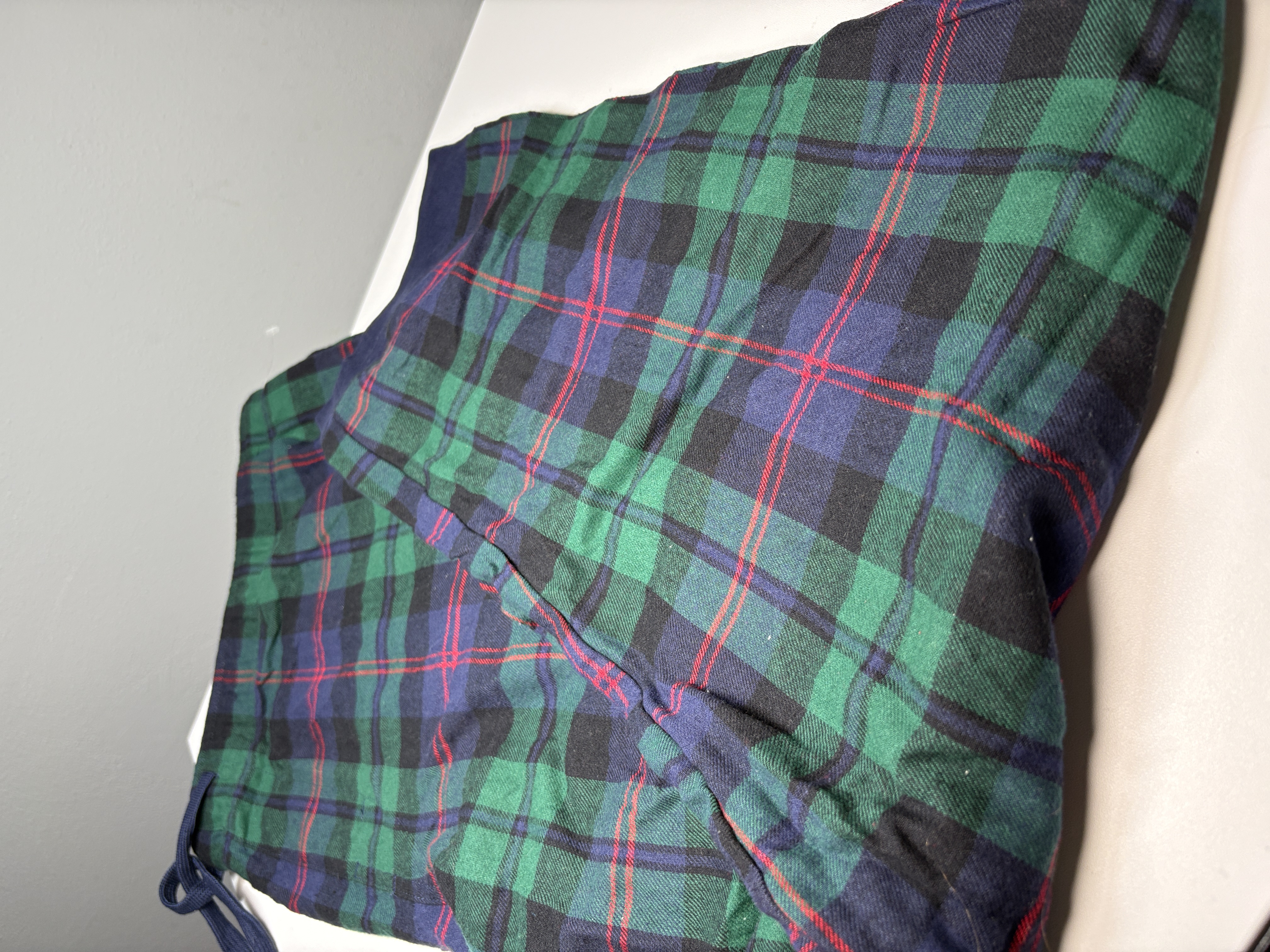 Old Navy Mens 3XL Green Blue Plaid Flannel Joggers Cuffed Drawstring Cozy