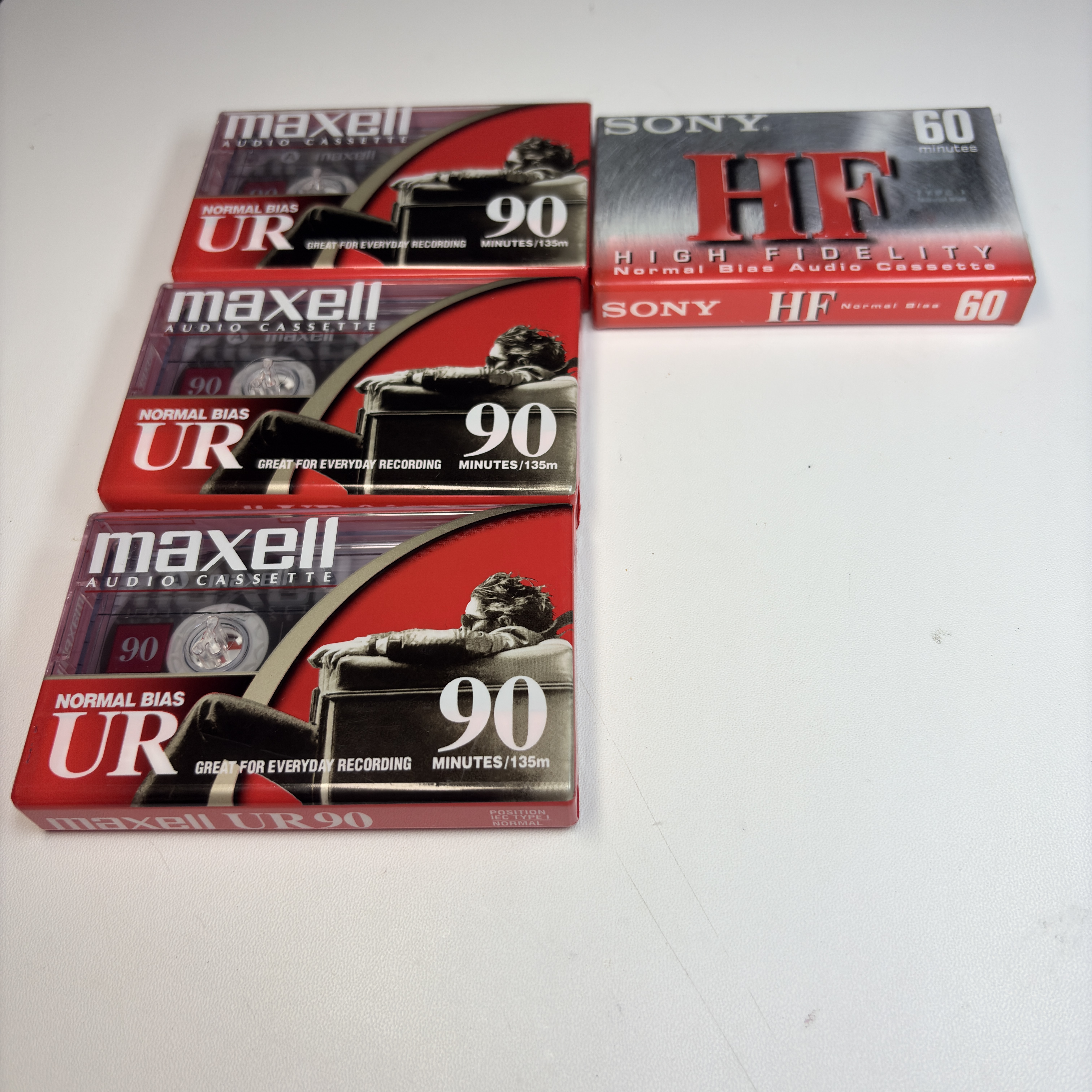 Lot (4) Maxell UR-90 Type 1 Normal Bias Blank Audio Cassette Tapes New Sealed