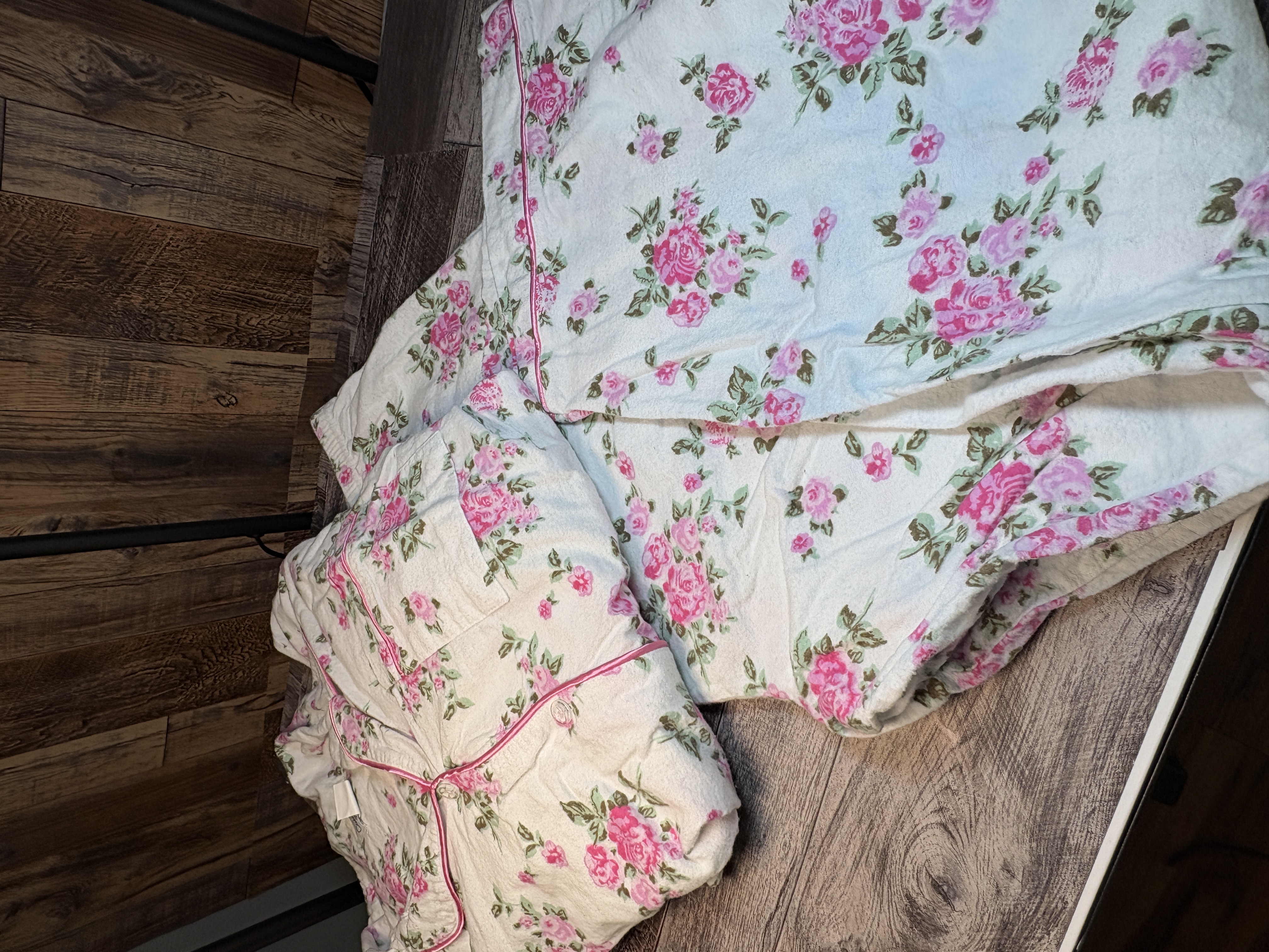 Casual Nights Pink Rose Cotton Pajama Set | 3X-L | Cozy Floral Nightwear | Cottagecore Sleepwear