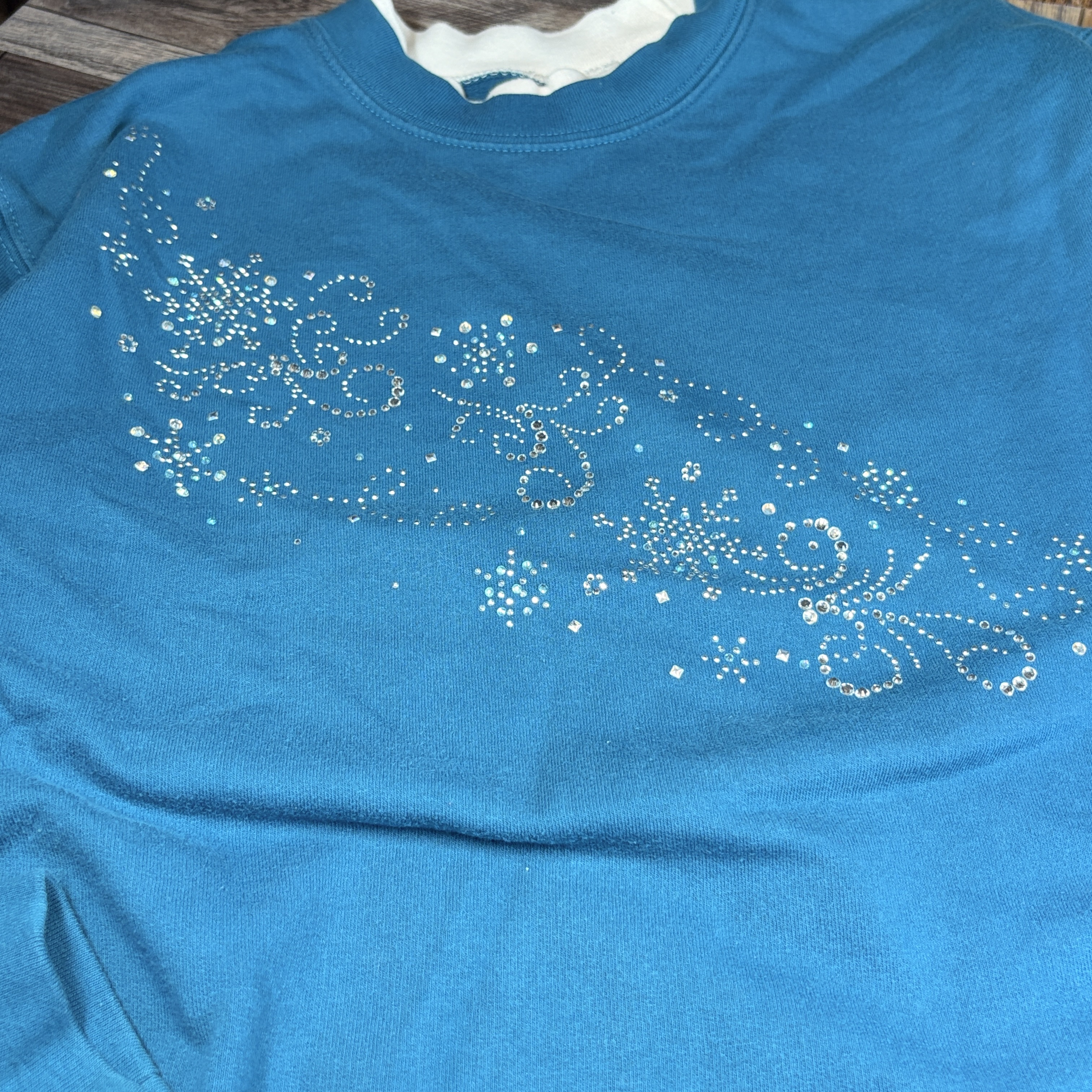 Originals Teal Rhinestone Sweatshirt | Size M | Vintage Bling Pullover
