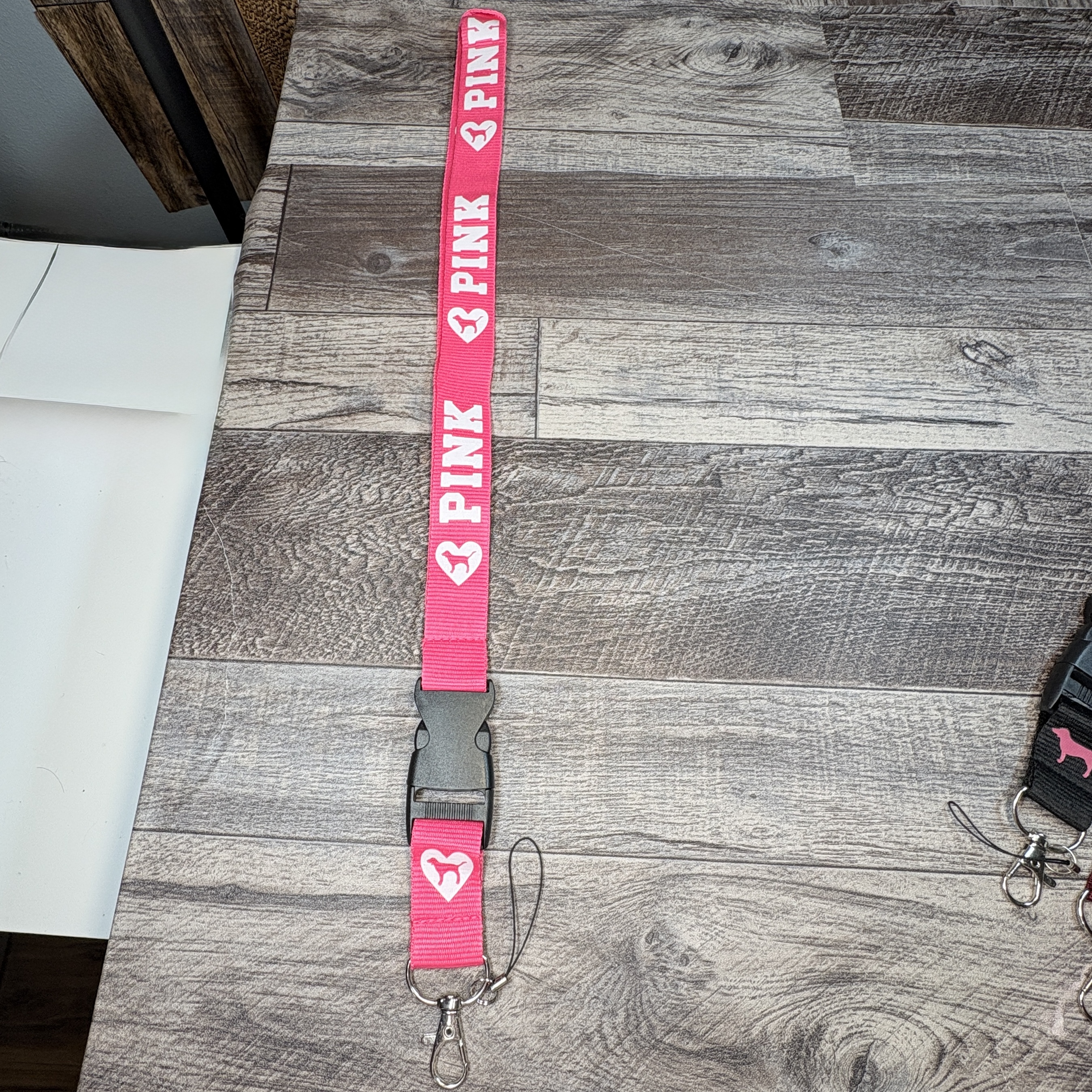 NEW Love  Heart Dog  Lanyar Victoria's Secret Lanyard Keychain PINK