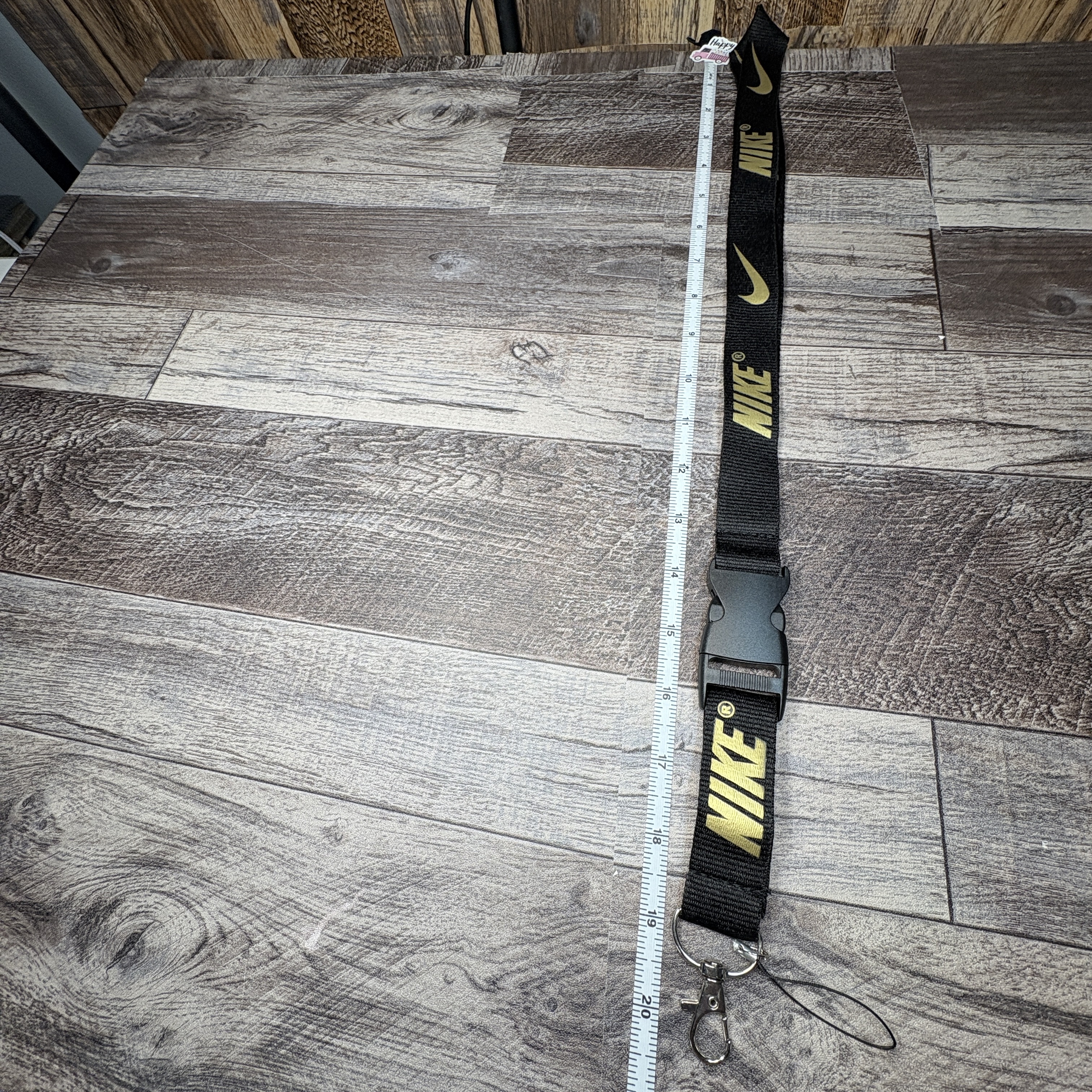 Nike Lanyard Black/Gold Strap Detachable Keychain Badge ID Holder