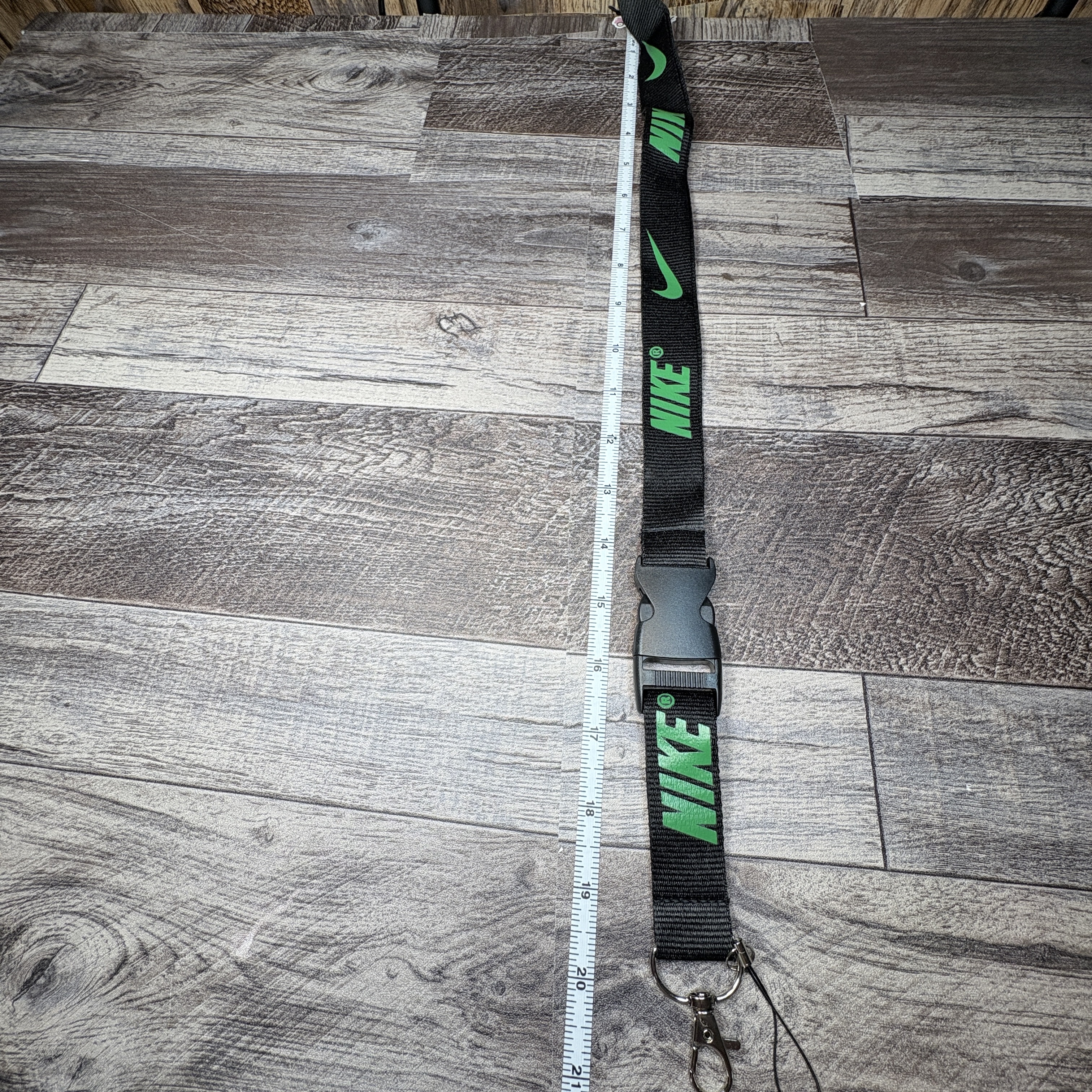 Nike Lanyard Green/ Black Strap Detachable Keychain Badge ID Holder