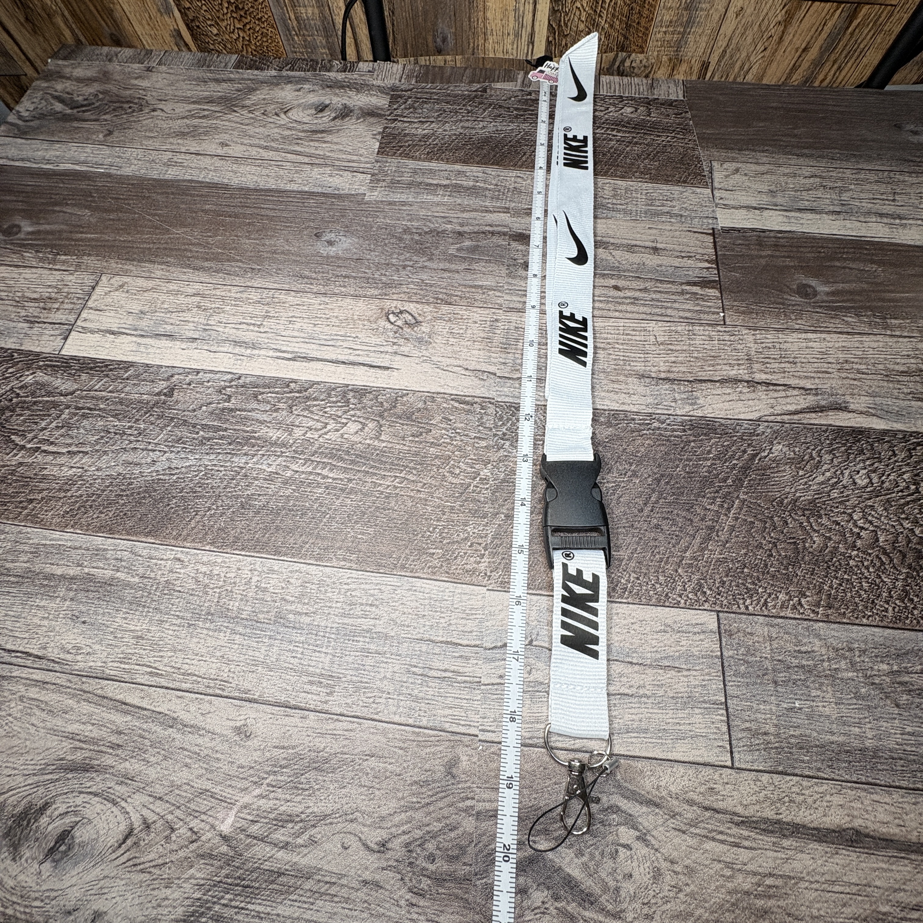Nike Lanyard White/ Black Strap Detachable Keychain Badge ID Holder