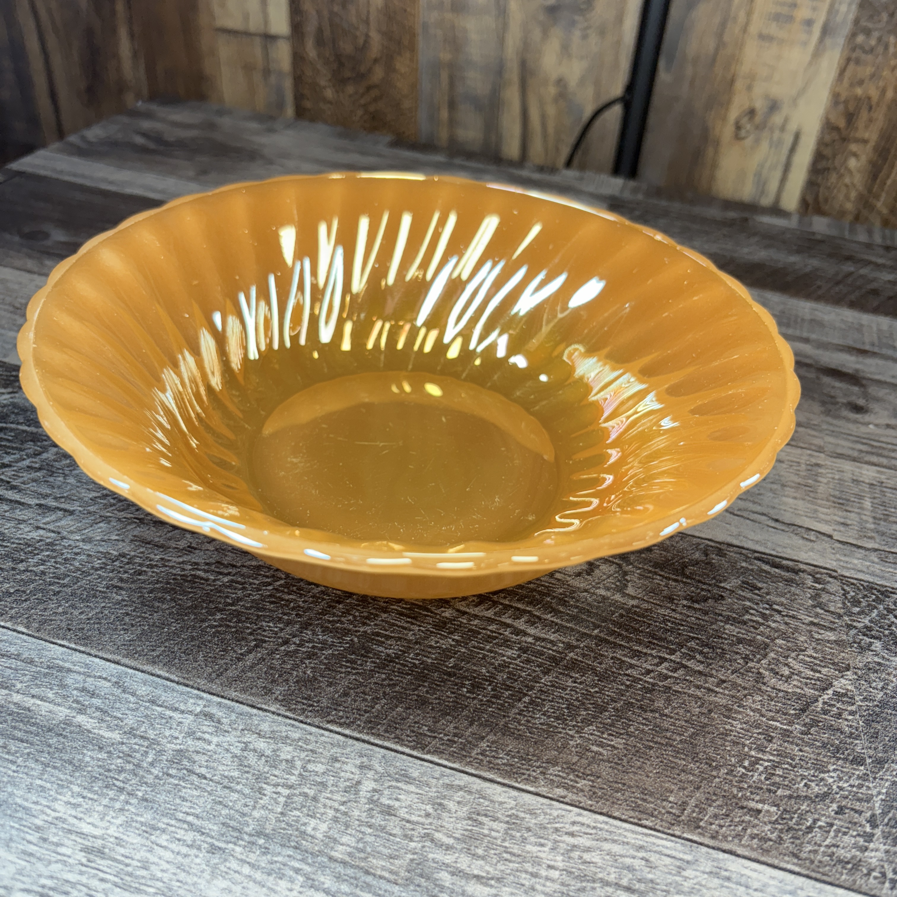 Peach luster fire king bowl anchor