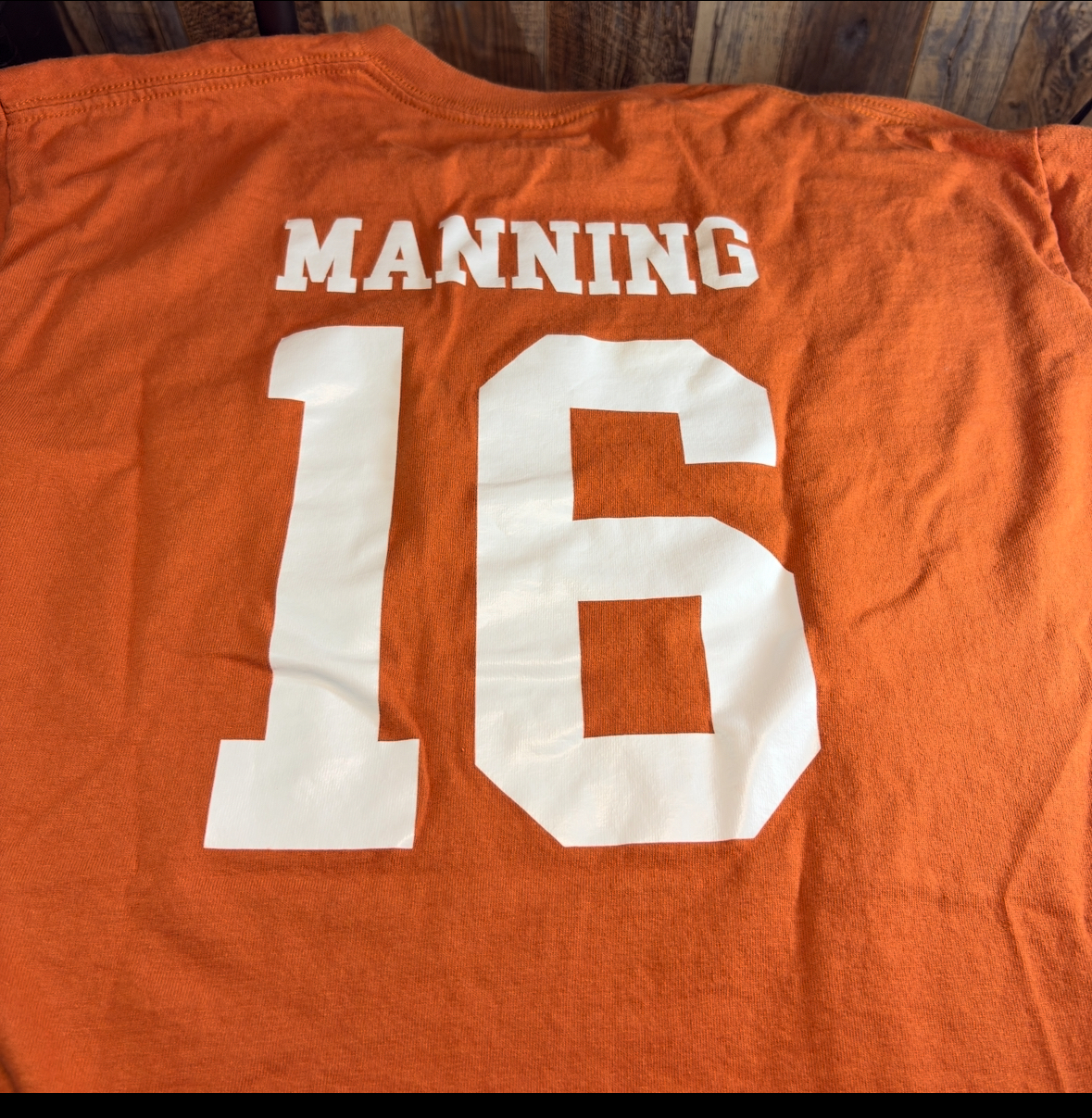 Texas Longhorns Football “MANNING 16” T-Shirt – Burnt Orange – Athlete’s Thread