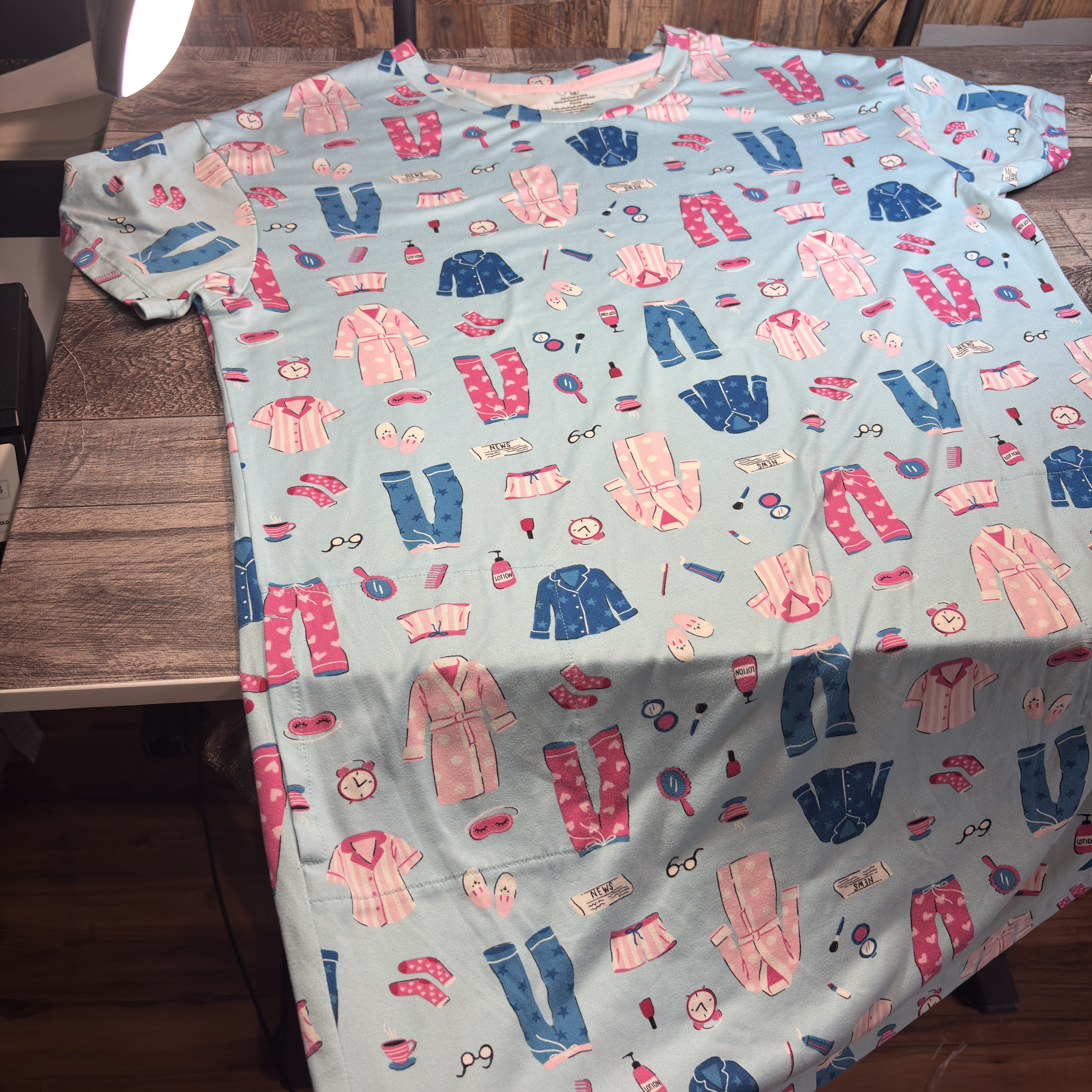 Secret Treasures Pajama Print night shirt  – Cozy Sleepwear Top (Size S/M)