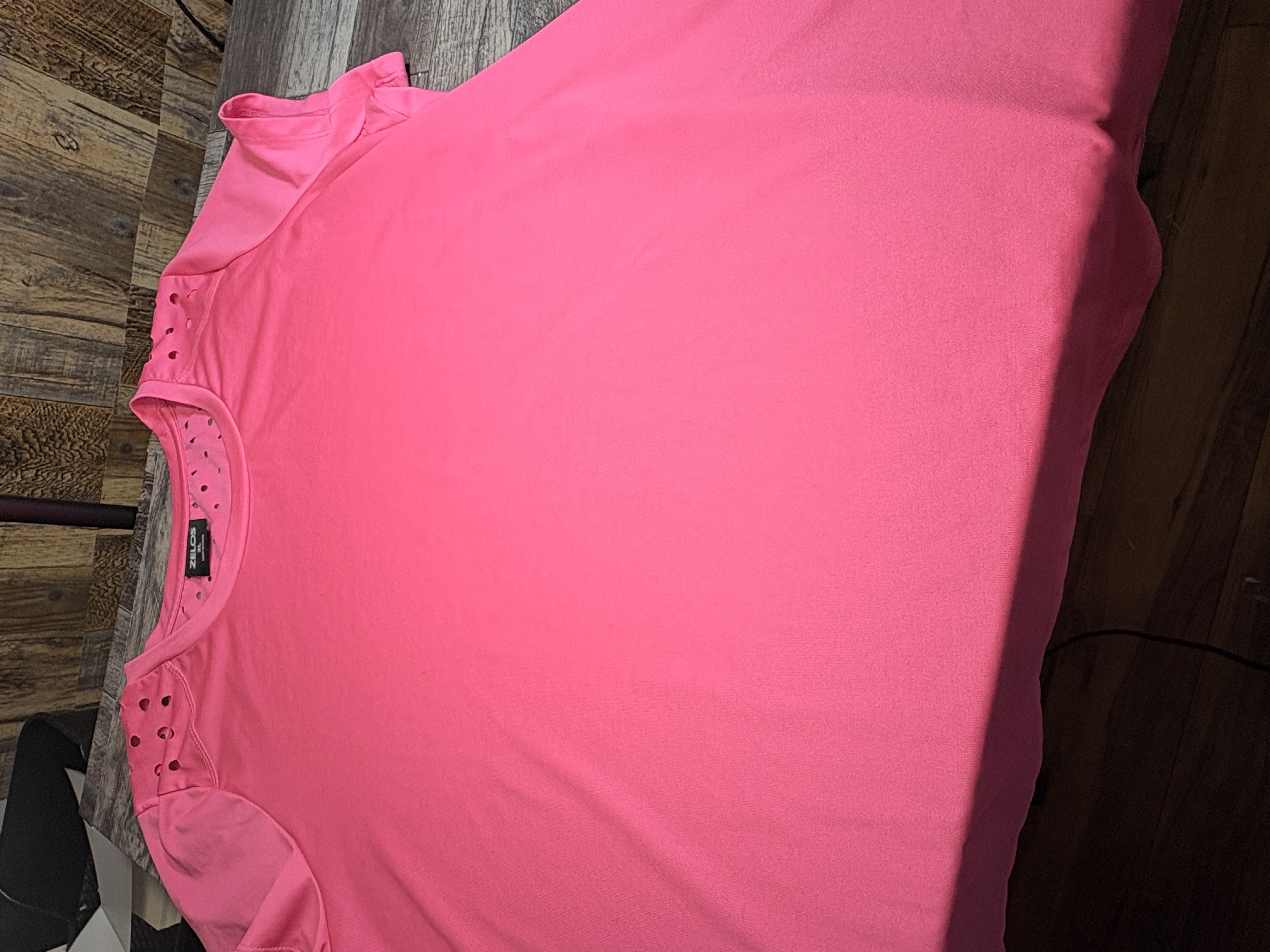 Zelos Active Hot Pink Perforated Shoulder Tee – Size XL