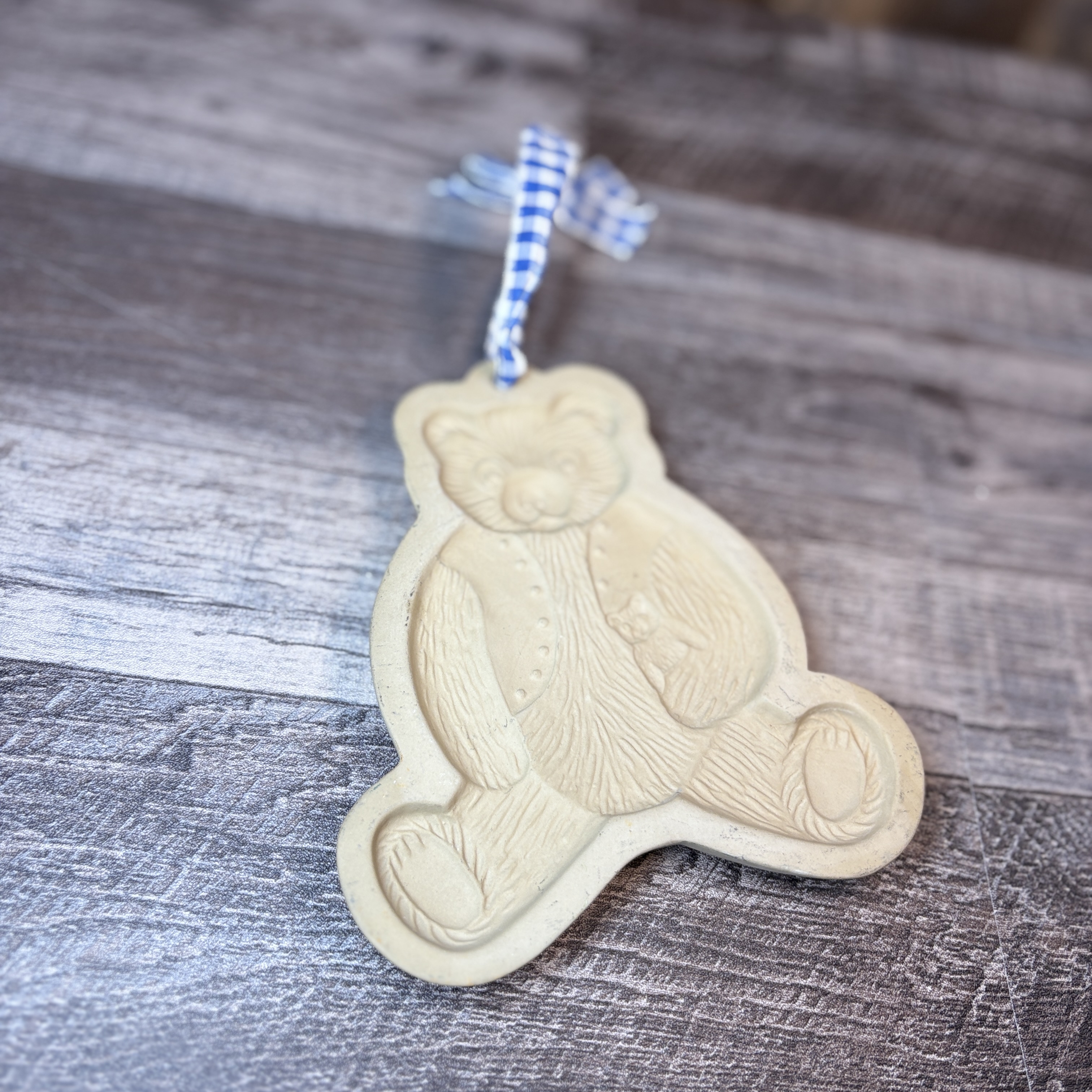 VTG 1984 Brown Bag Cookie Art Bear Country Baking Craft Mold Press Stoneware