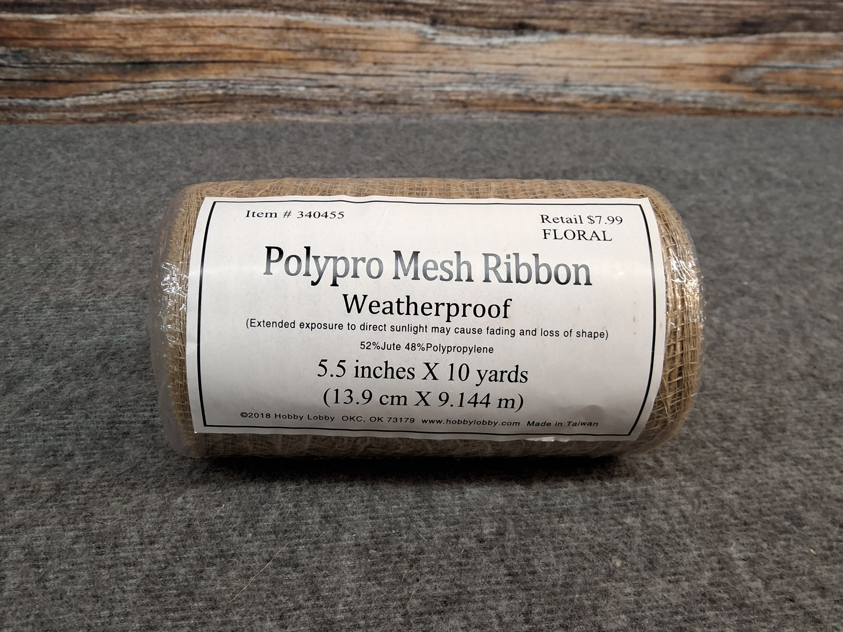 Hobby Lobby Polypro Mesh Ribbon Weatherproof 5.5" x 10yd