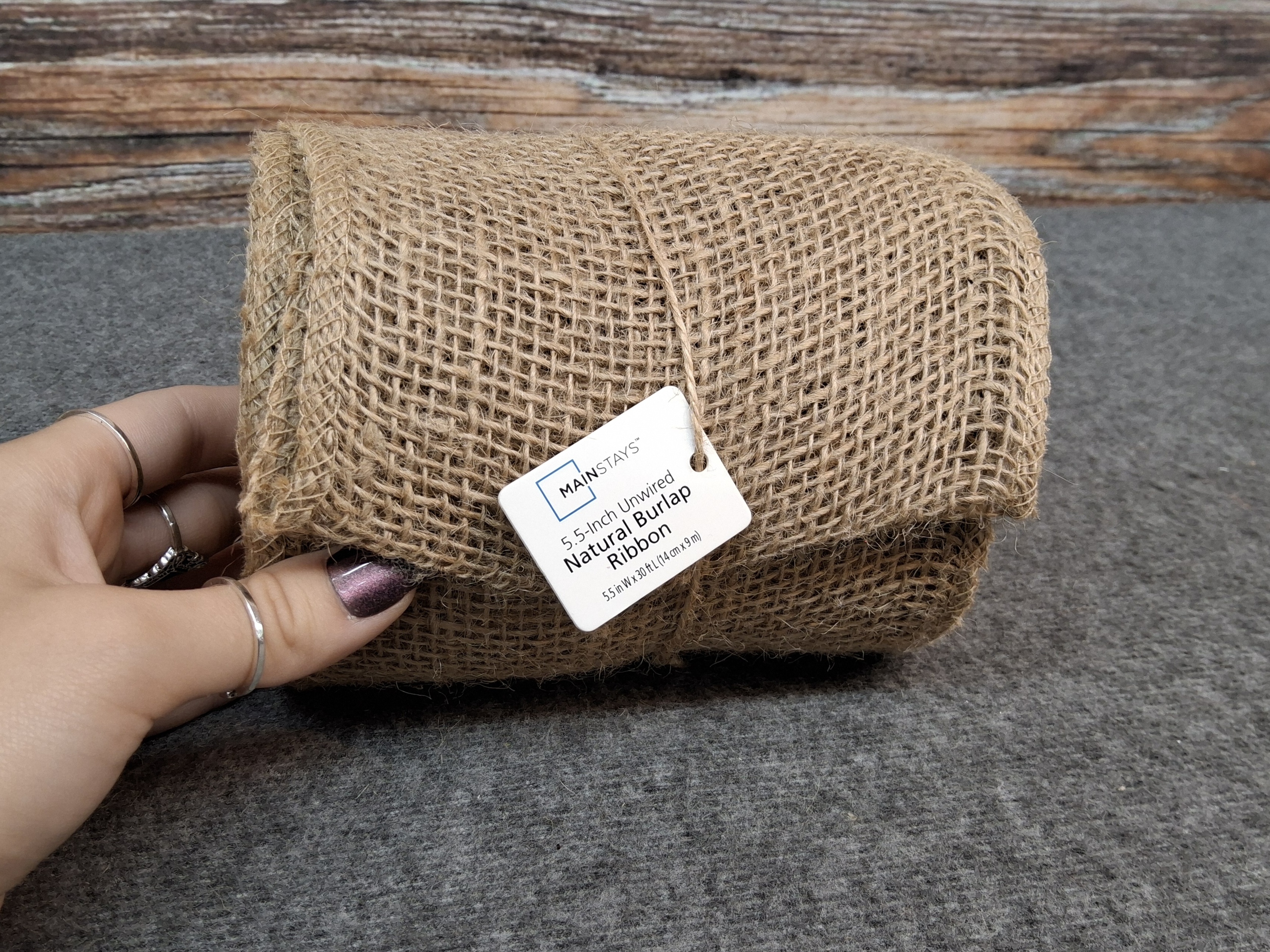 Mainstays Natural Unwired Burlap Ribbon 5.5" x 12ft