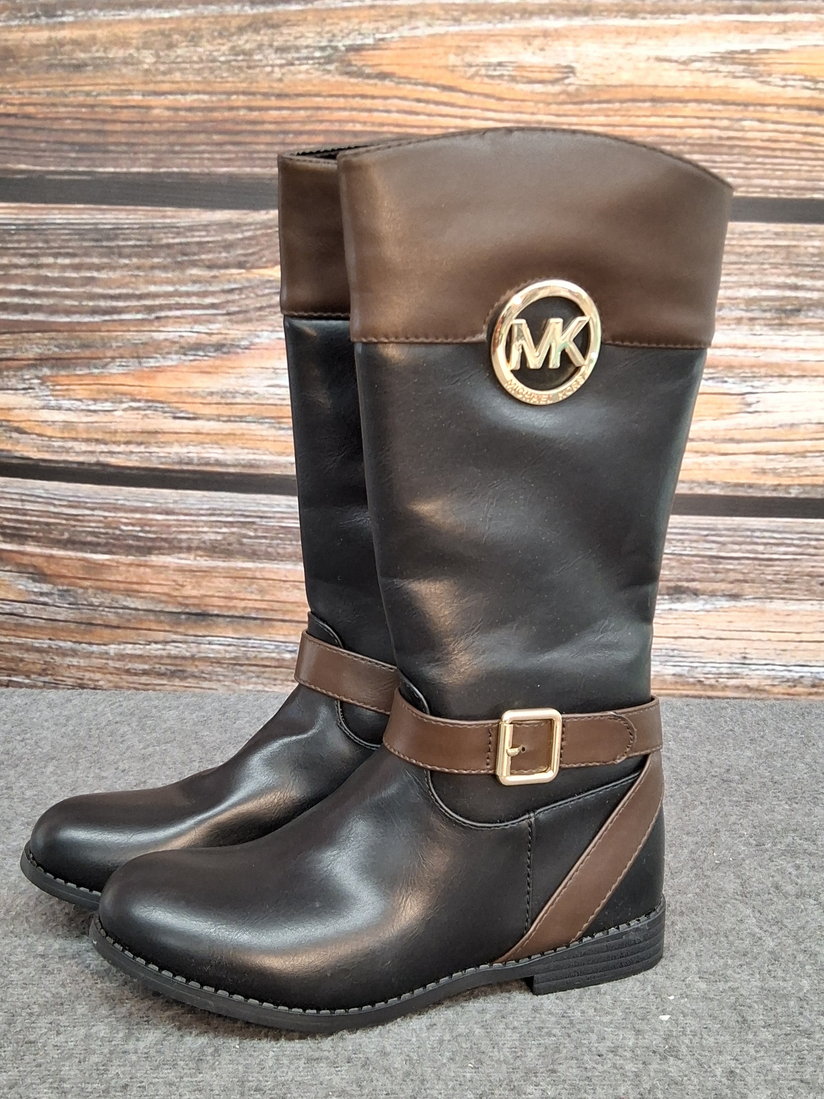 Michael Kors Emma Tansy Black/Brown Riding Boots – Girls Size 2