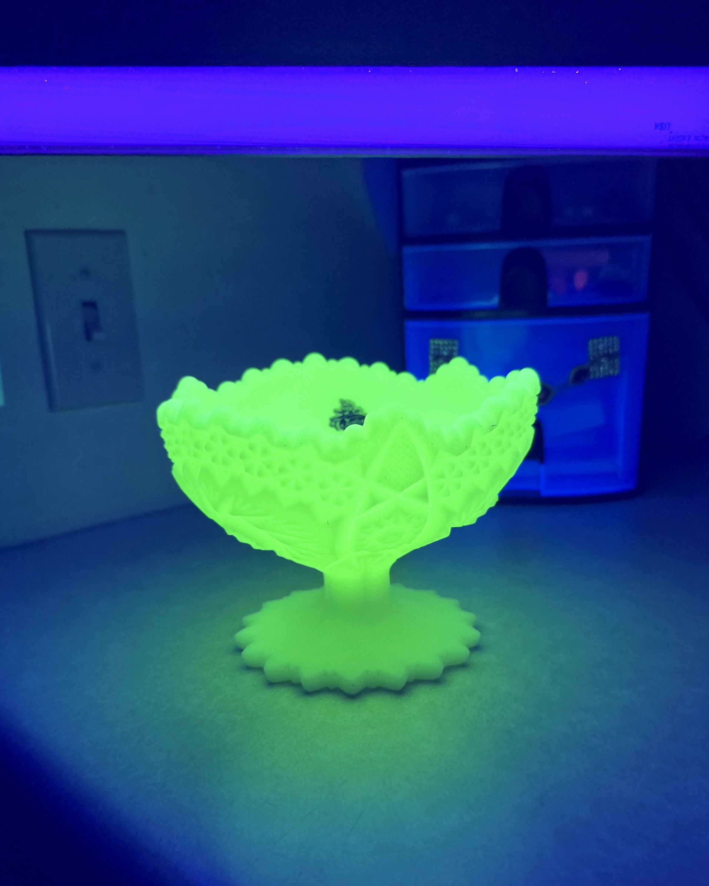Fenton Uranium Glass Compote