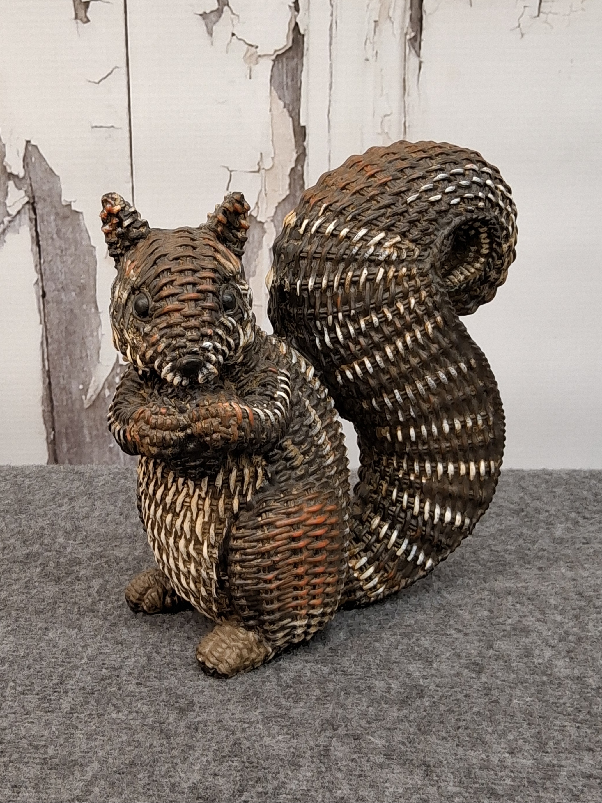 Wicker-Style Squirrel Figurine