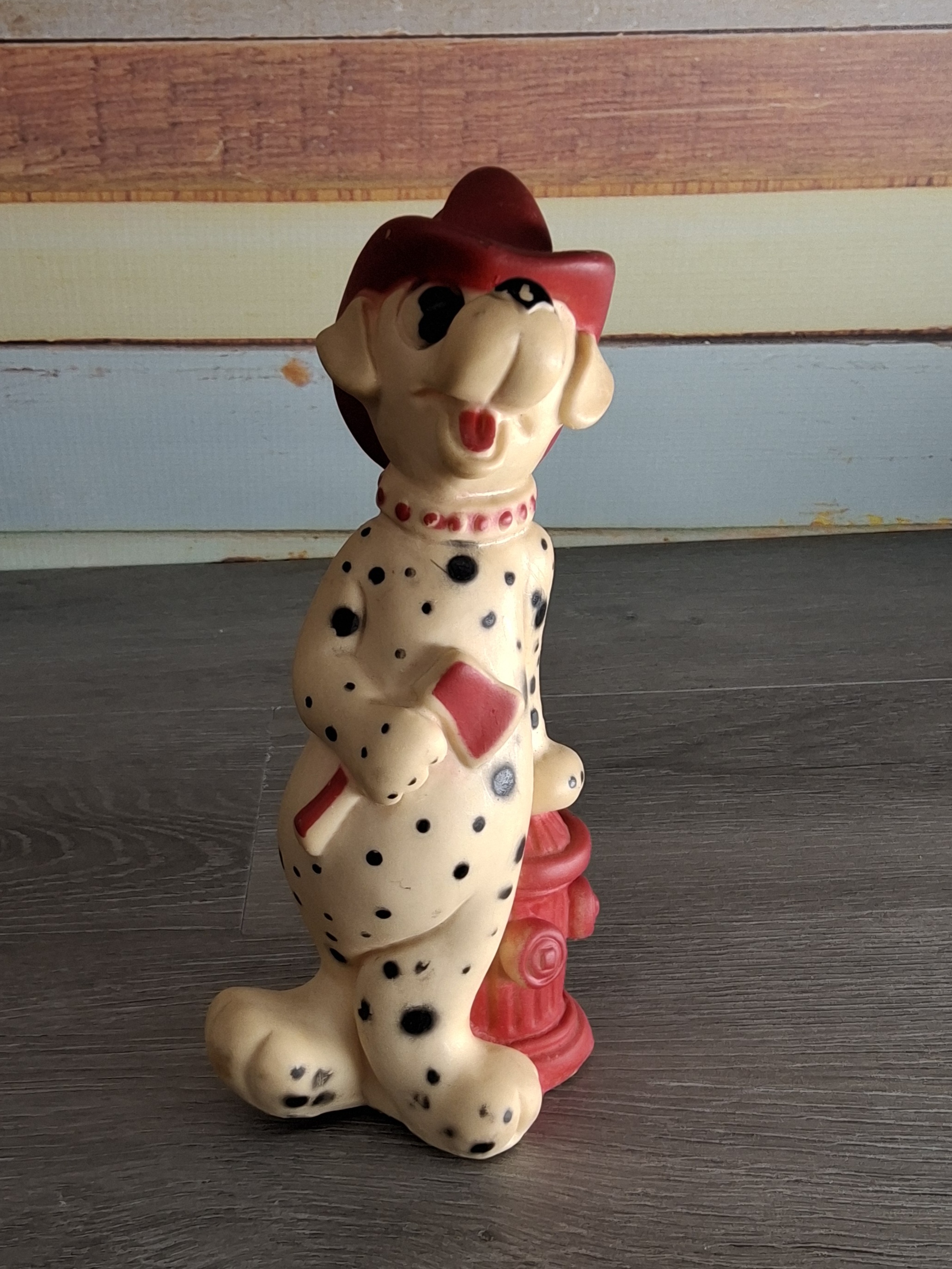 Vintage Firefighter Dalmatian Dog Coin Bank – Red Hat & Hydrant