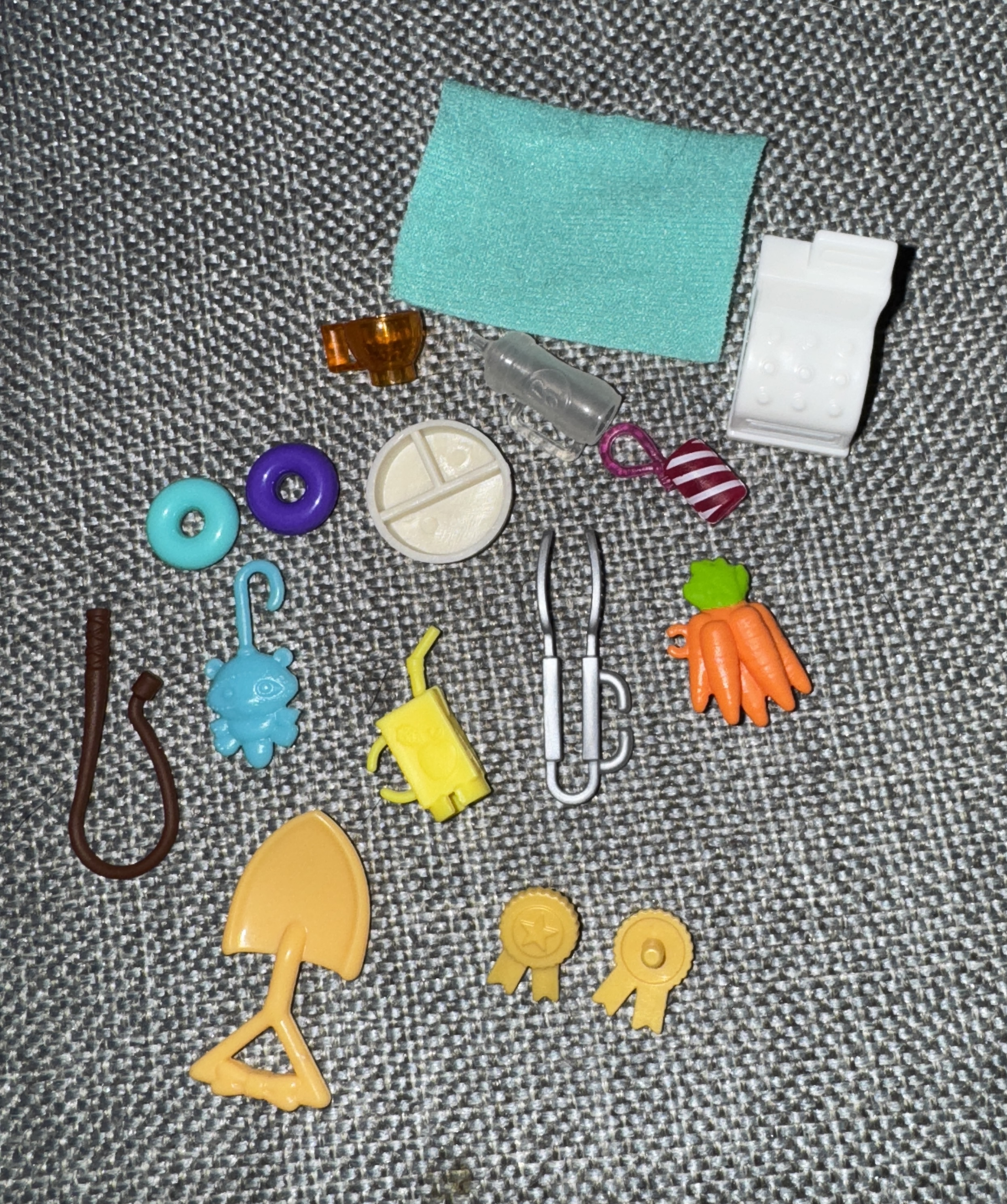 Mixed Lot of Barbie Accessories--pet, food, brush, purse