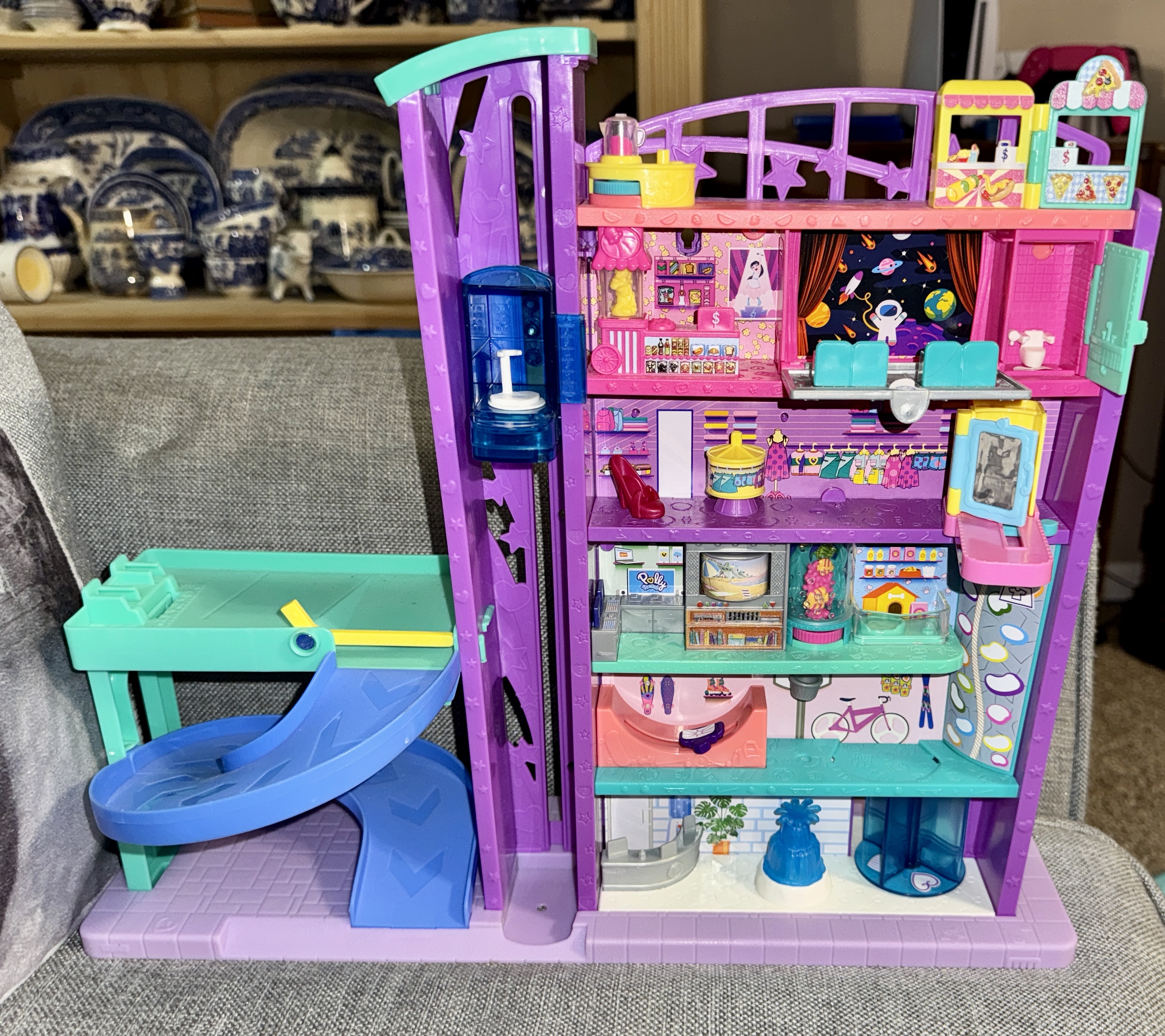Polly Pocket Pollyville Mega Mall Playset with 6 Floors Elevator, Vehicle,...