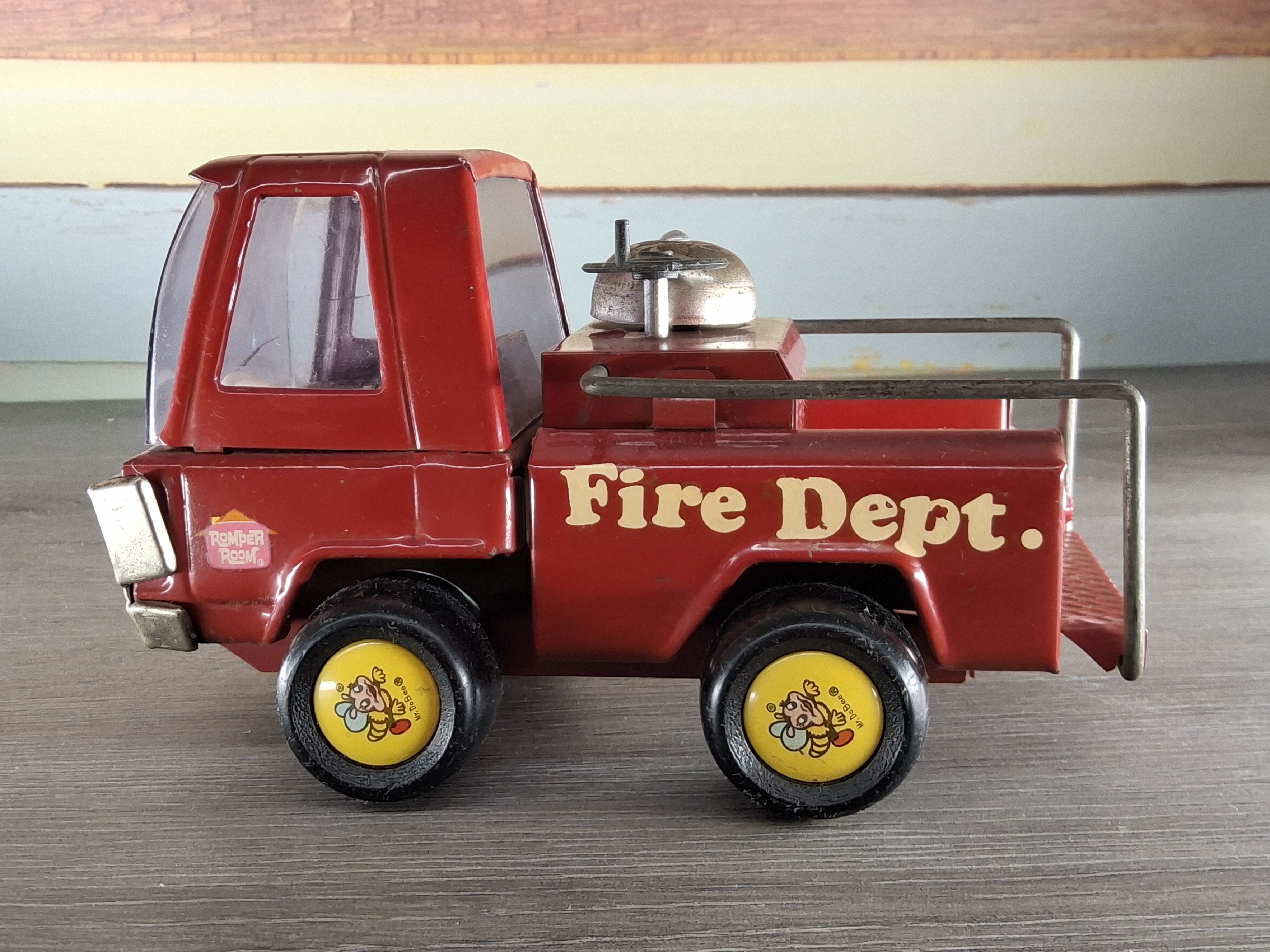 Vintage Romper Room Fire Dept. Metal Toy Truck