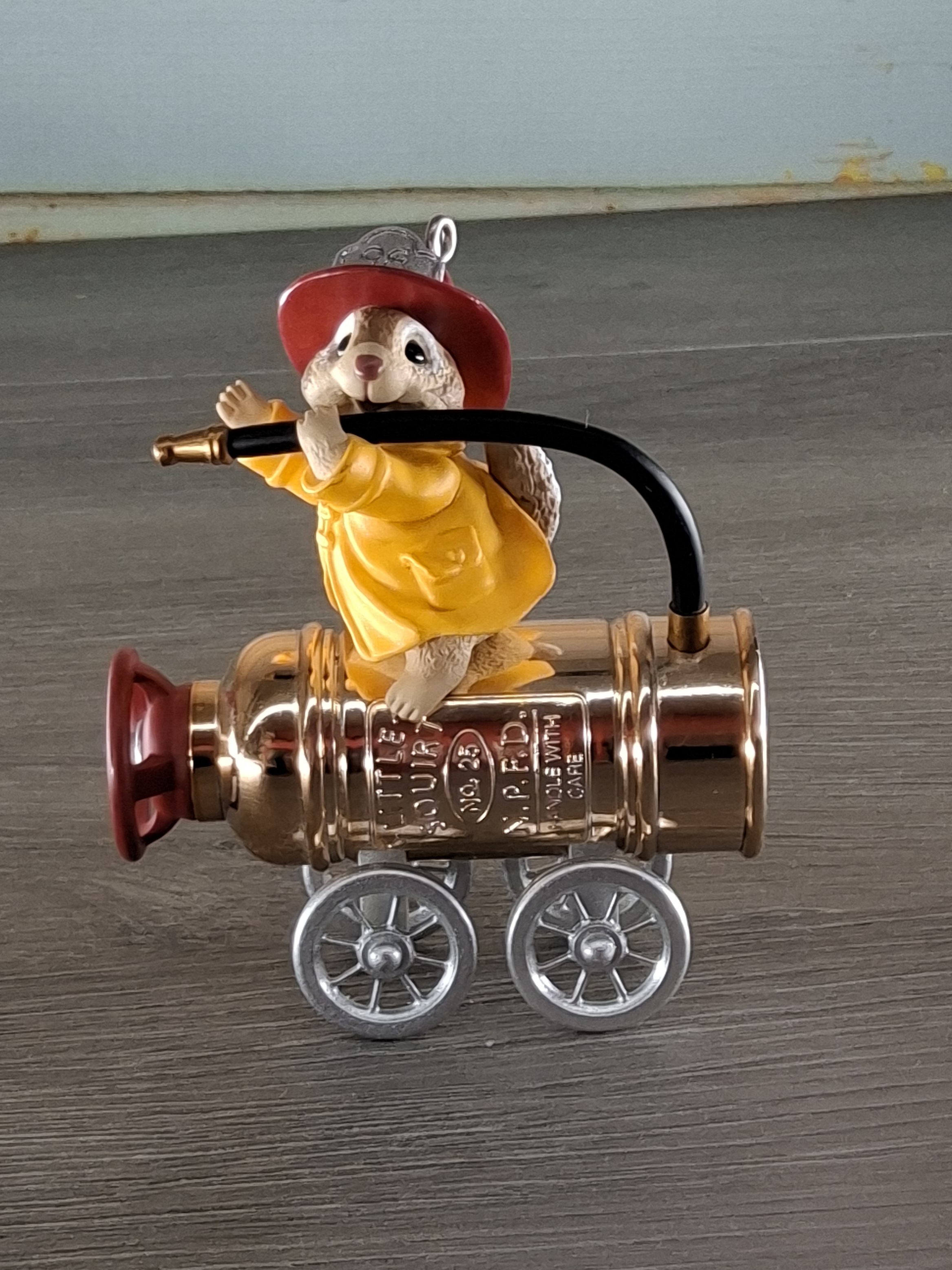 1996 Hallmark Keepsake “Little Squirt” Firefighter Squirrel Ornament