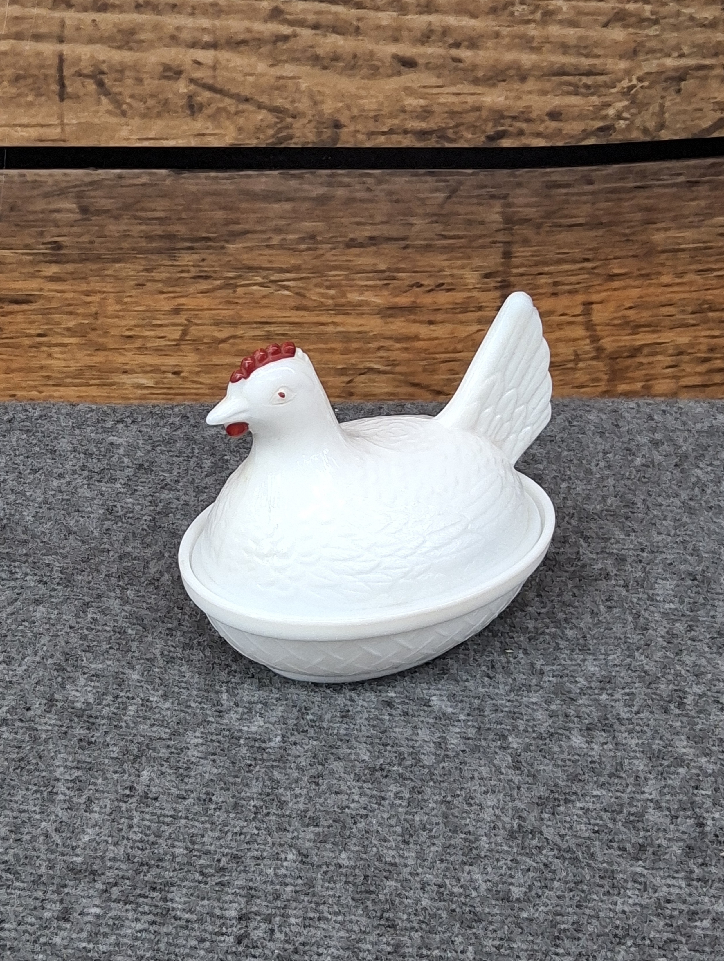 Milk Glass Hen on Nest Covered Dish